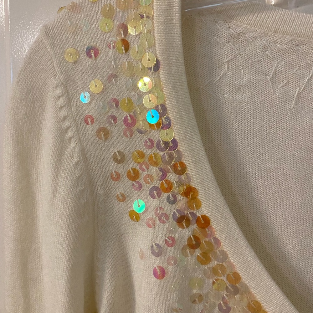 Charlotte Tarantola cream cardigan with beautiful sequin detail, size S - Picture 3 of 5